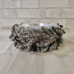 Pedestal Candle Holder Silver Pine Candy Cane Stars HomeWorx Harry Slatkin Worx